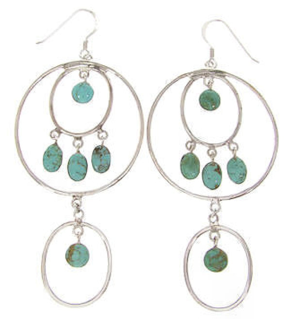 Southwest Turquoise And Sterling Silver Hook Earrings IS59695
